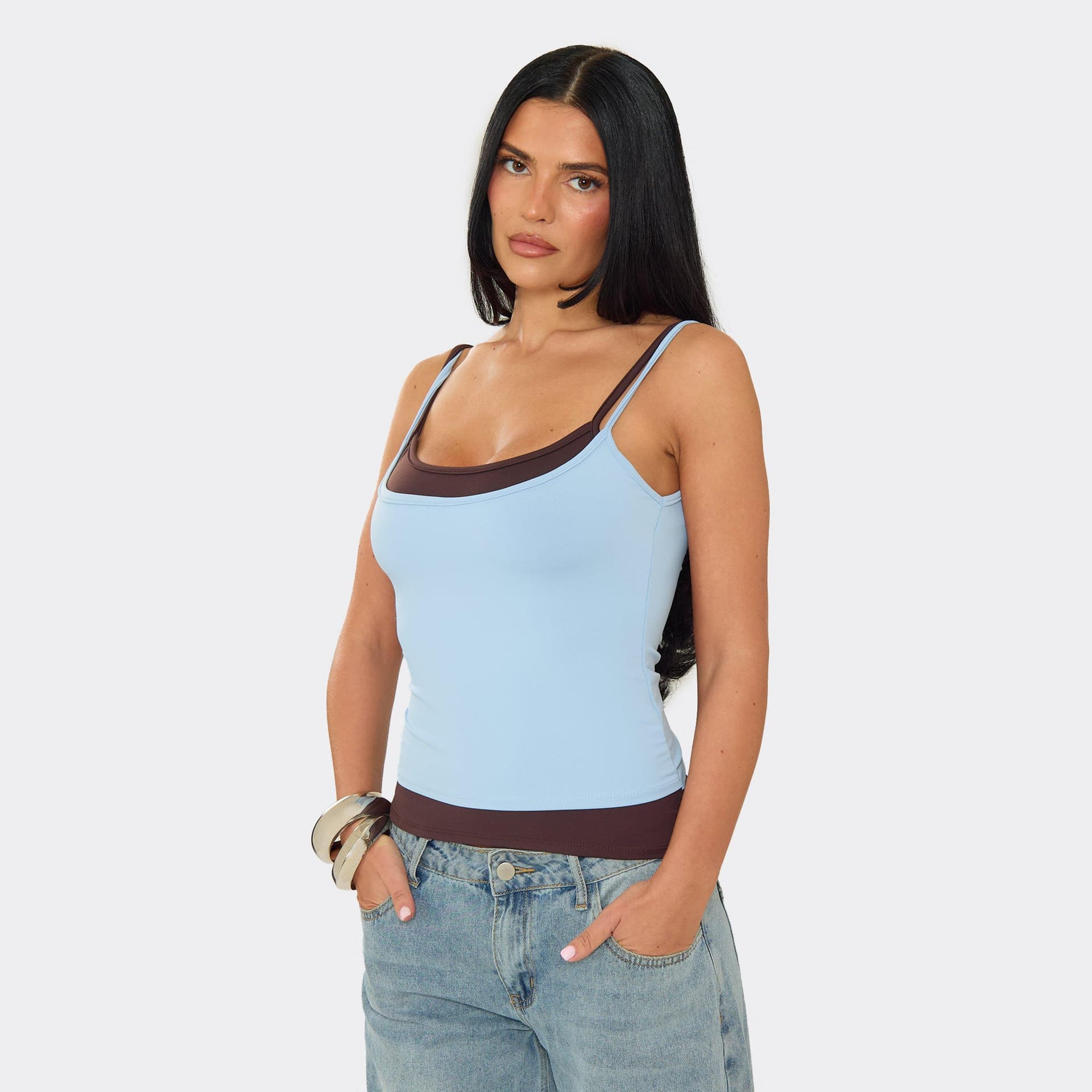 EGO EGO Blue Double Layer Vest Top