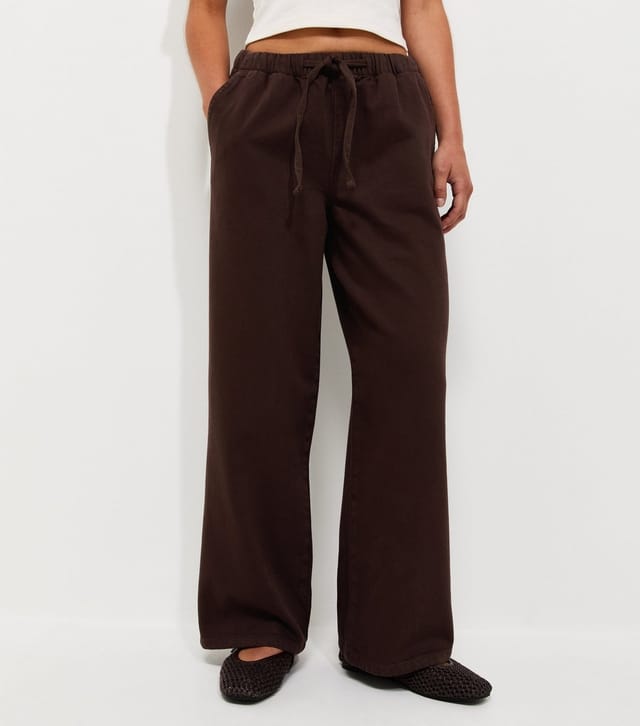 New Look Women's Petite Dark Brown Pull On Wide Leg Jeans New Look - 2