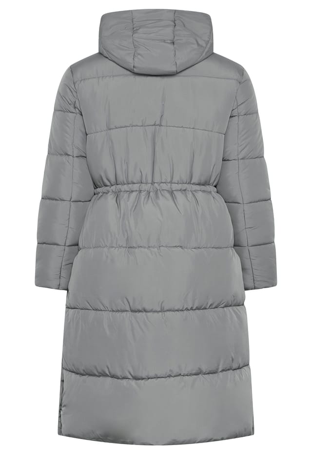 Yours Yours Women's Longline Puffer Coat in Grey - 3