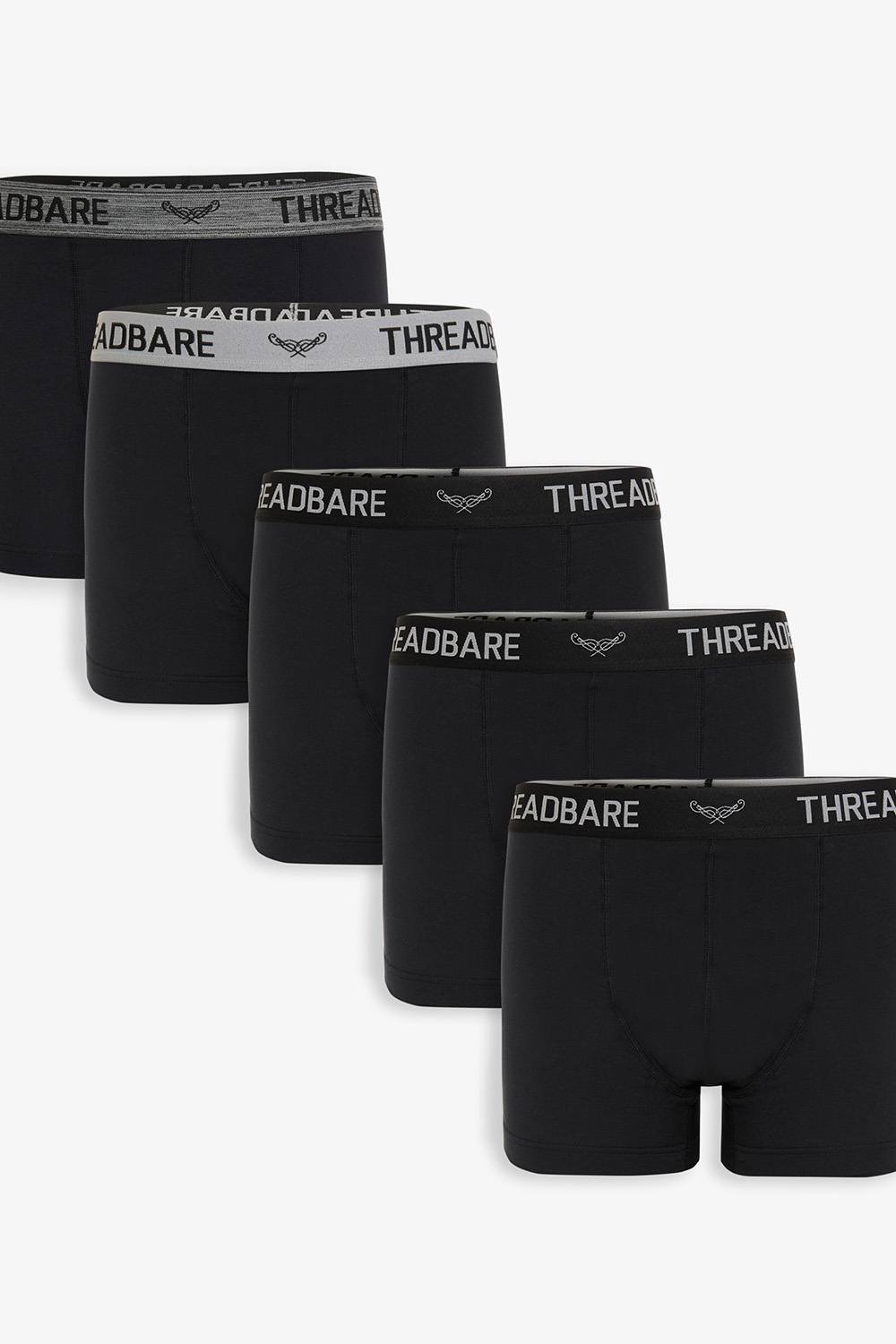 Threadbare Threadbare Men's 5-Pack Hipster Fit Boxer Shorts in Black - 2