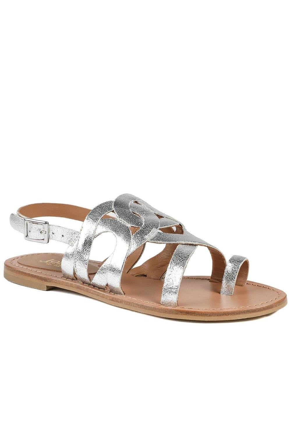 Jones Bootmaker Jones Bootmaker Women's Inara Leather Toe Post Slingback Sandals in Silver