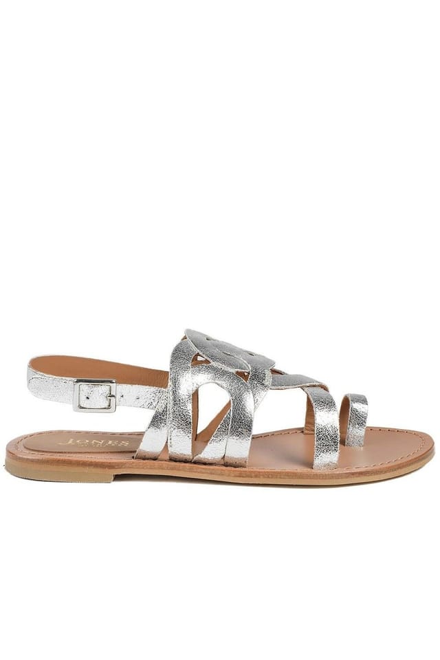 Jones Bootmaker Jones Bootmaker Women's Inara Leather Toe Post Slingback Sandals in Silver - 2