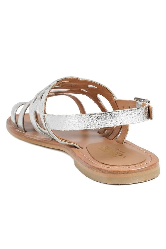 Jones Bootmaker Jones Bootmaker Women's Inara Leather Toe Post Slingback Sandals in Silver - 3