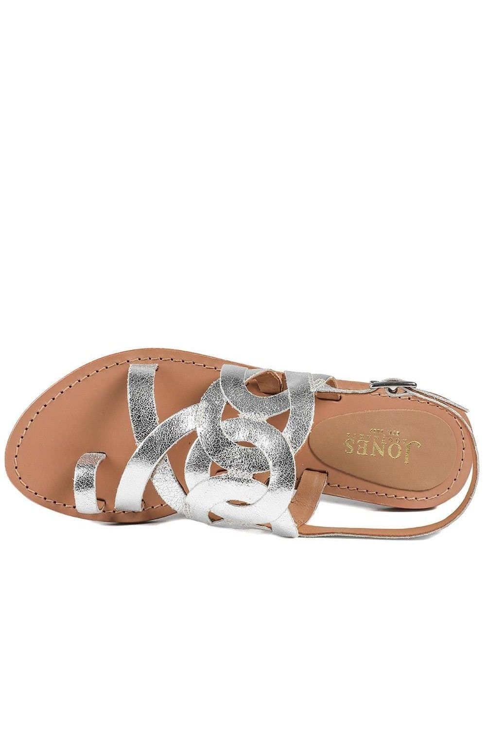 Jones Bootmaker Jones Bootmaker Women's Inara Leather Toe Post Slingback Sandals in Silver - 4