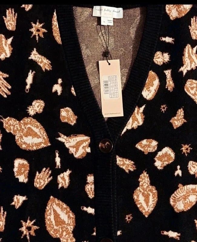 Never Fully Dressed Never Fully Dressed Black/Gold Knitted Cardigan- size XL/18