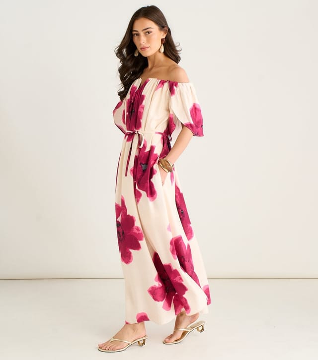 Gini London Women's Pink Bardot Maxi Dress Gini London New Look - 3