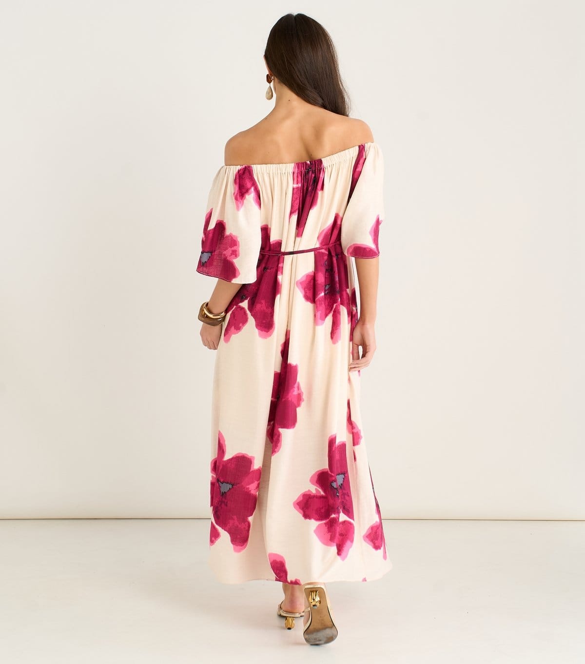 Gini London Women's Pink Bardot Maxi Dress Gini London New Look - 4