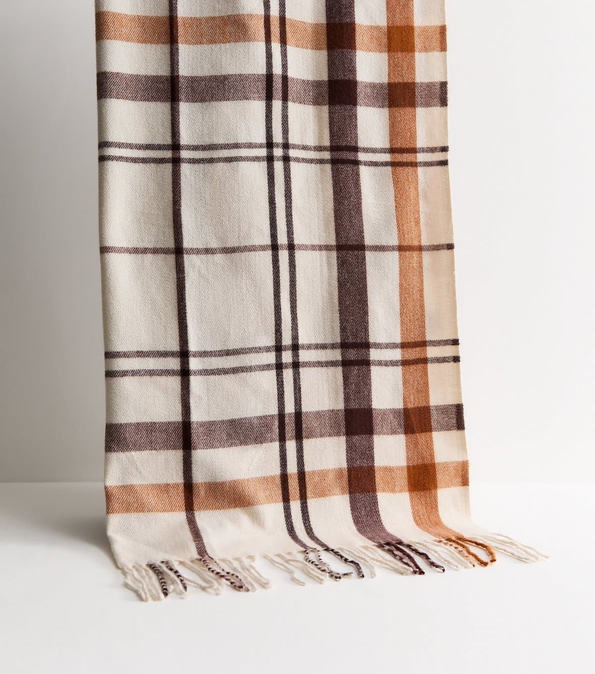 New Look Cream Woven Checked Scarf New Look