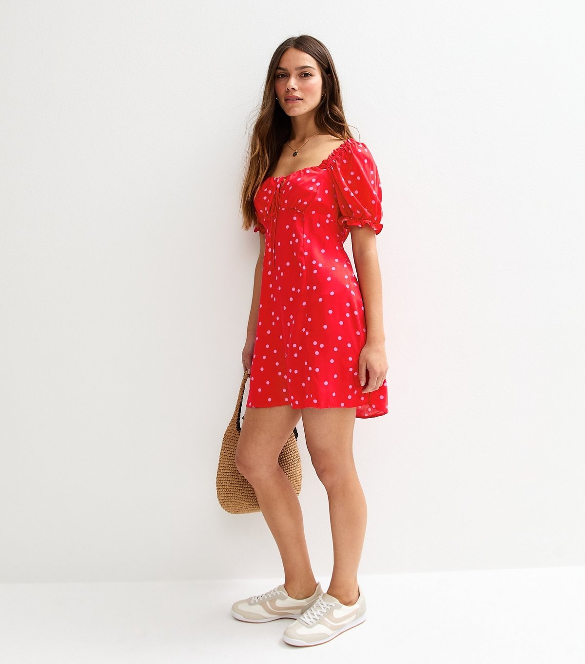 New Look Women's Petite Red Polka Dot Milkmaid Mini Dress New Look - 3
