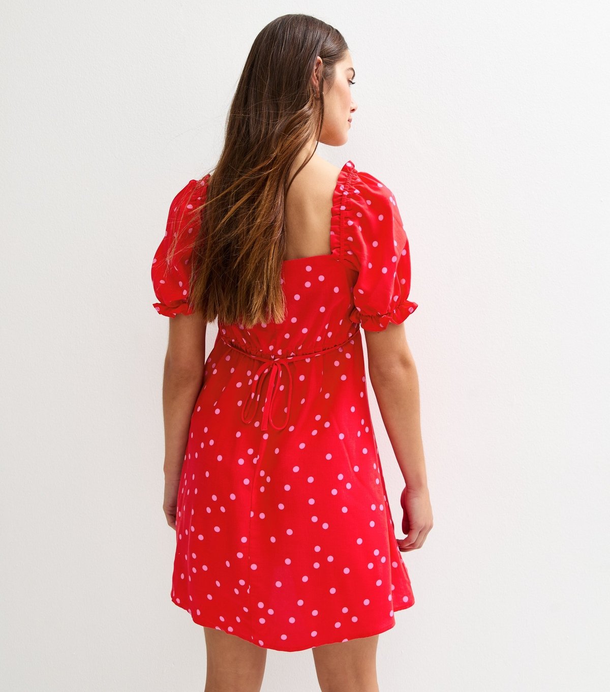 New Look Women's Petite Red Polka Dot Milkmaid Mini Dress New Look - 4
