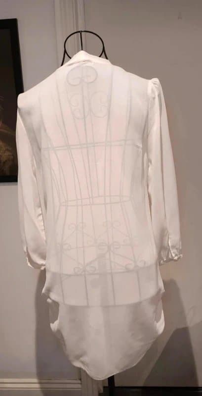 Miss Selfridge Miss Selfridge Cream Sheer Tie-Front Blouse (Size 10)