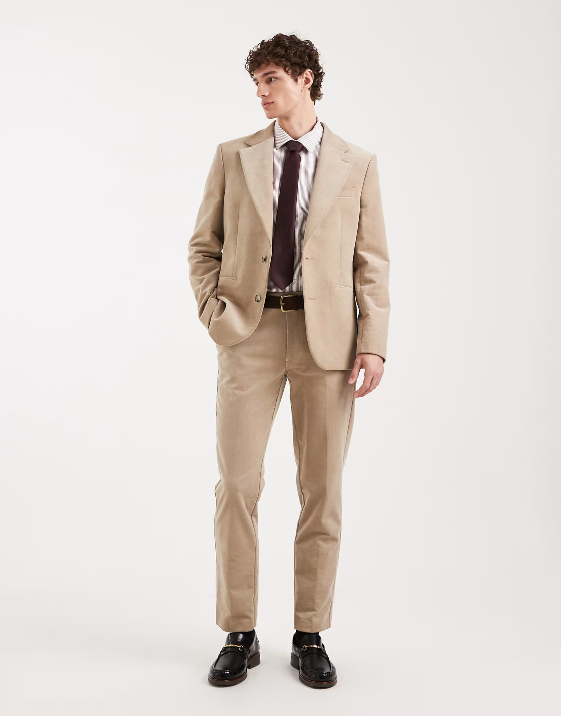ASOS ASOS DESIGN slim suit trousers in beige corduroy