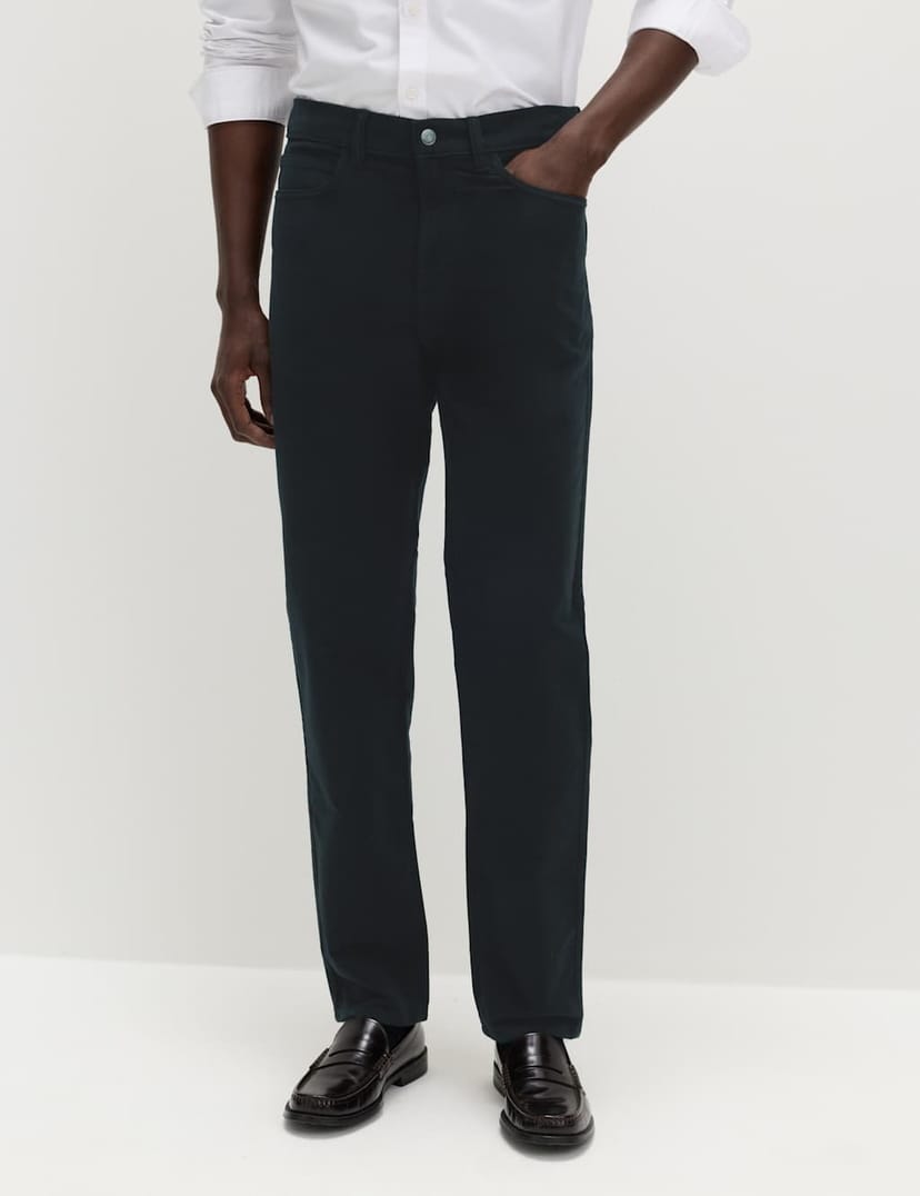 Marks & Spencer M&S Straight Fit Italian Moleskin 5 Pocket Trousers Dark Navy - 1
