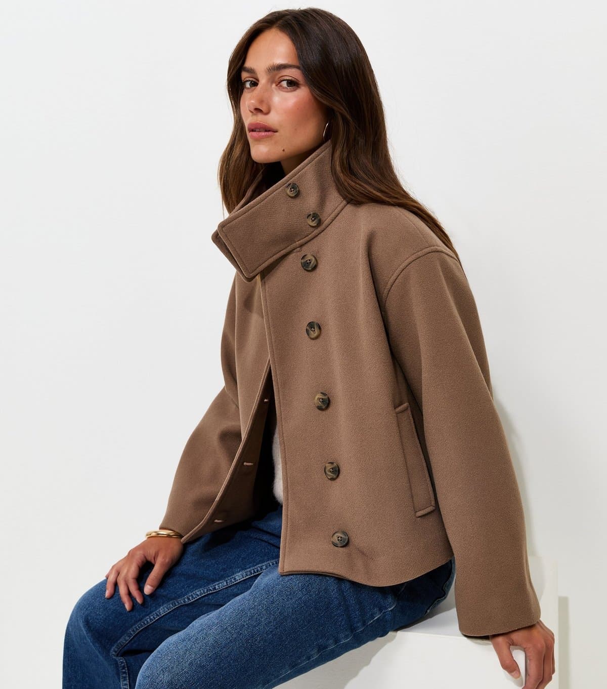 New Look Women's Petite Mink Funnel Neck Jacket New Look