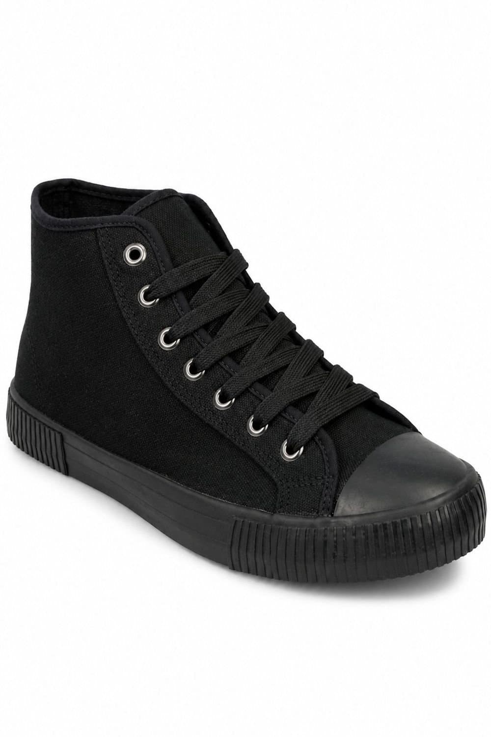 Spot On Spot On Black Canvas High Top Lace-Up Trainers
