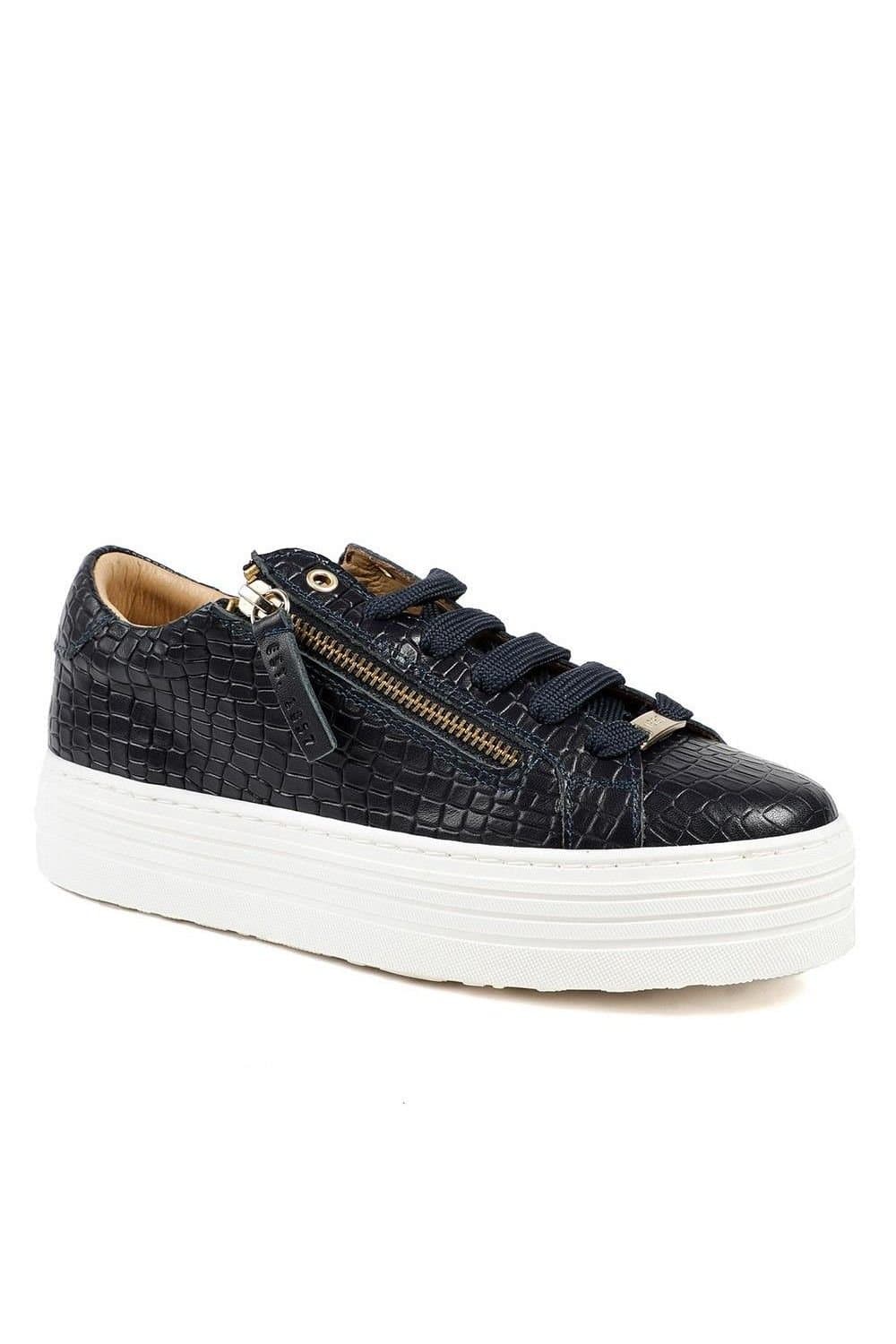 Jones Bootmaker Jones Bootmaker Women's Amaliada Leather Platform Trainers in Navy