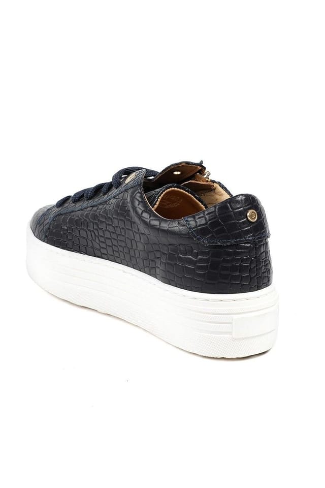 Jones Bootmaker Jones Bootmaker Women's Amaliada Leather Platform Trainers in Navy - 3