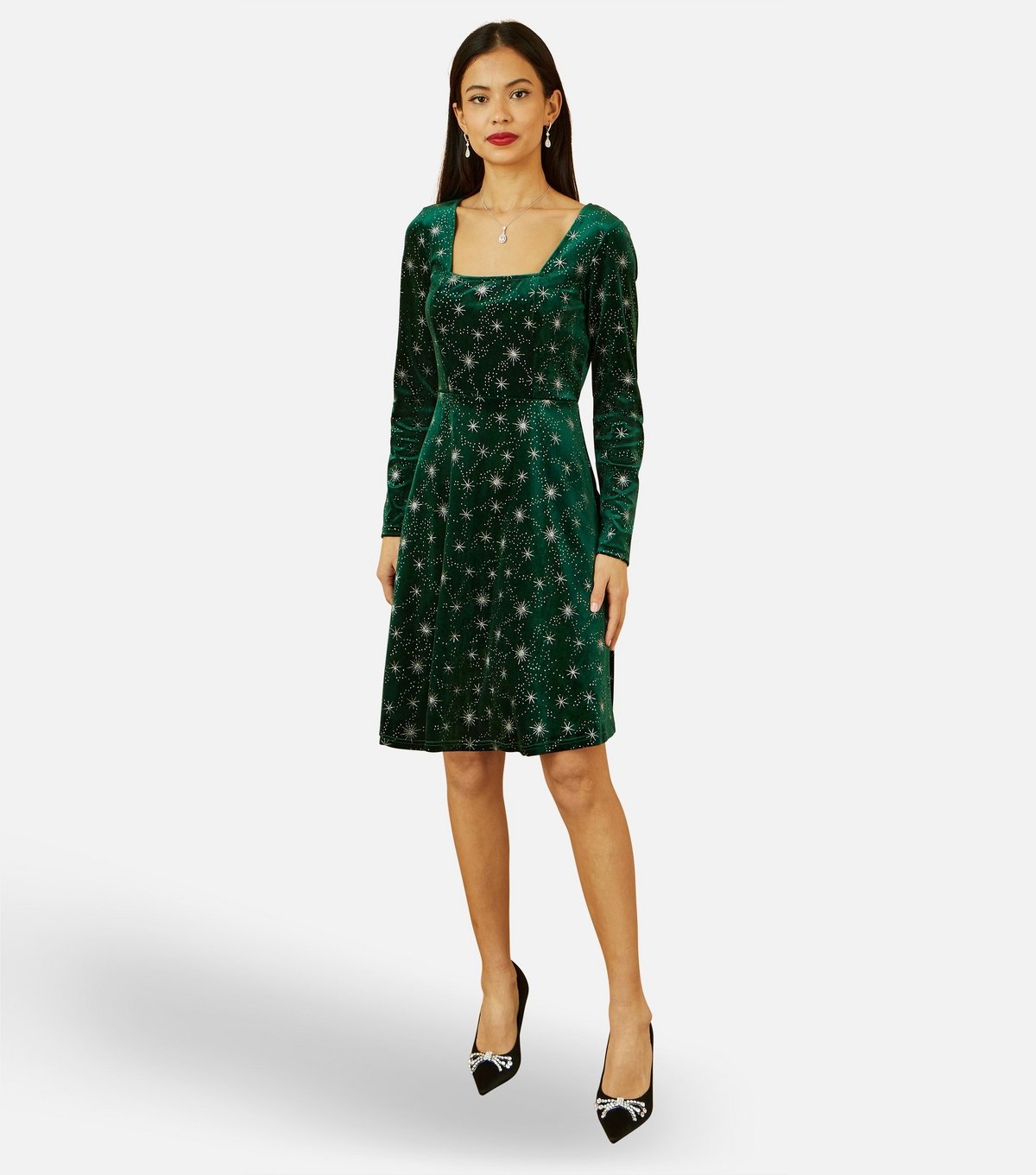 Yumi Women's Dark Green Polka Dot A-line Mini Dress Yumi New Look - 2