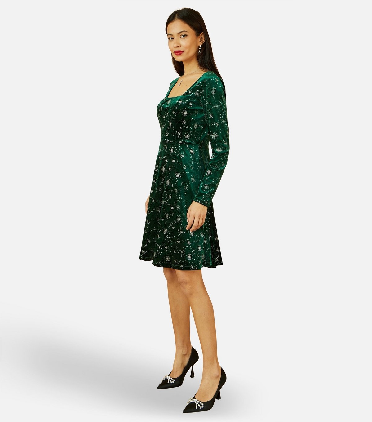 Yumi Women's Dark Green Polka Dot A-line Mini Dress Yumi New Look - 4