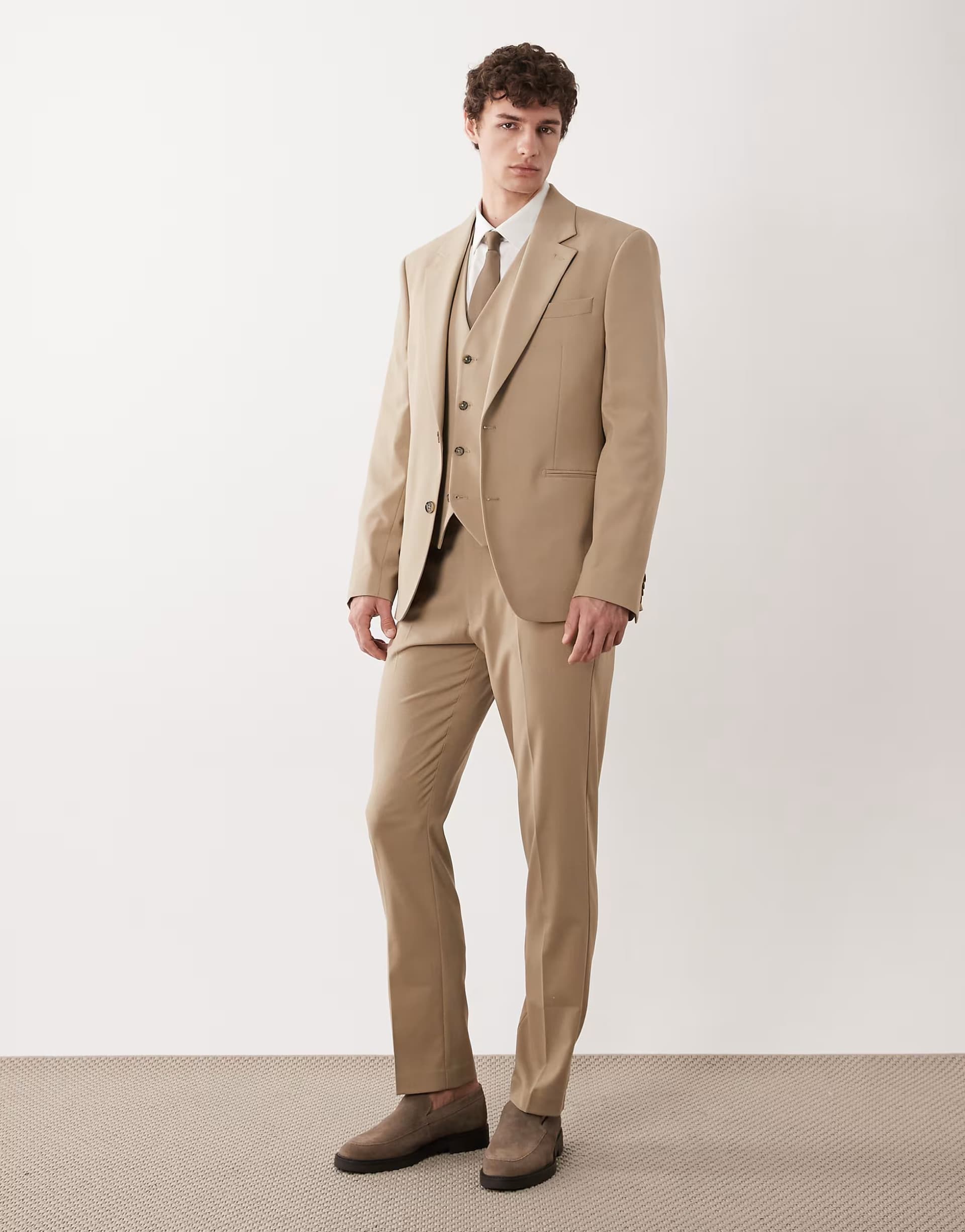 ASOS ASOS DESIGN slim suit trousers in stone