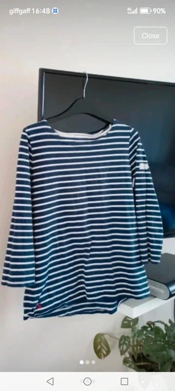Joules Joules Mariners grade size 14 blue white stripe jumper 3/4 sleeve cotton