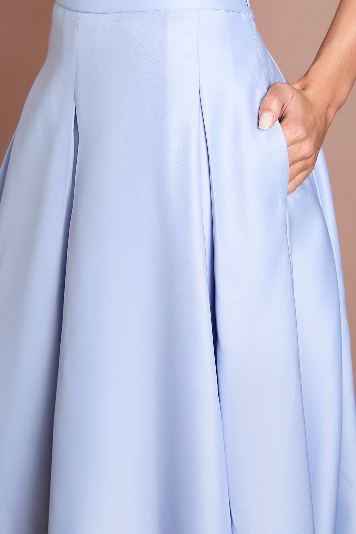 Coast Coast Women's Satin Pleat Front Midi Full Skirt in Cornflower Blue - 4