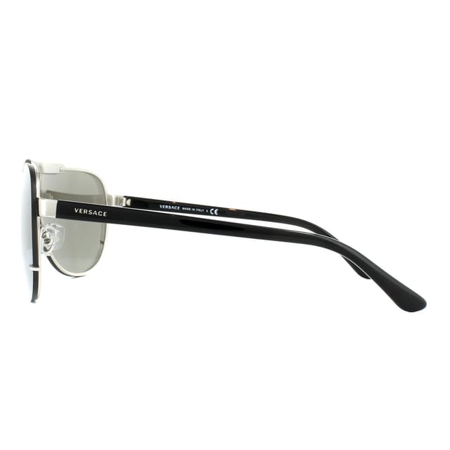 Versace Versace Men's Shield Silver Light Grey Silver Mirror Sunglasses - 3