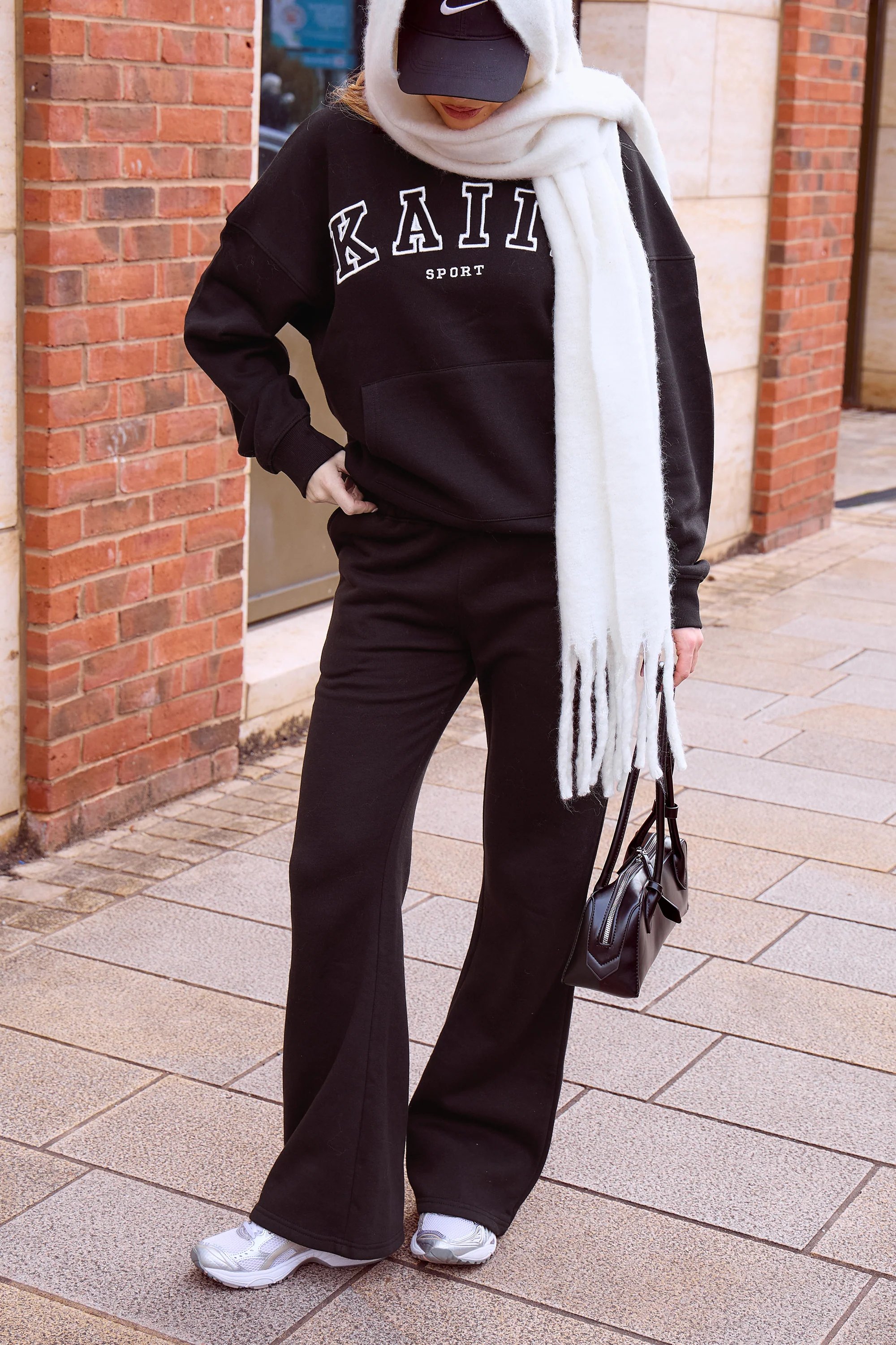 Kaiia Kaiia Logo Wide Leg Sweat Pants in Black - 3