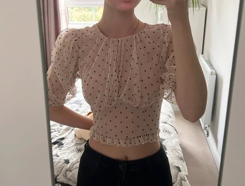 ASOS Asos Design tulle top in dobby spot with bust seem detail