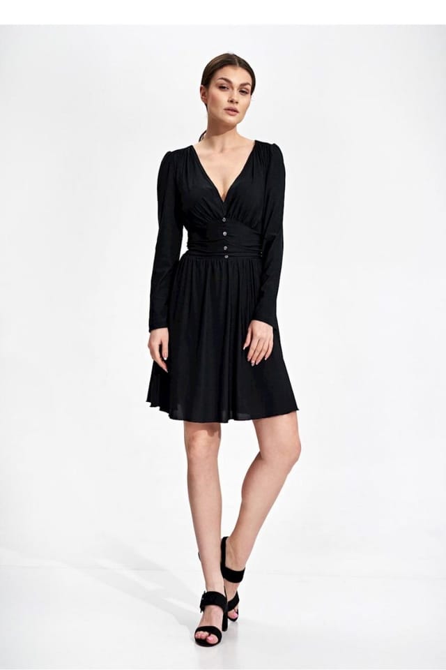 Love Lace Love Lace Women's Stretch Flared Knee Length Sweetheart Dress in Black - 2