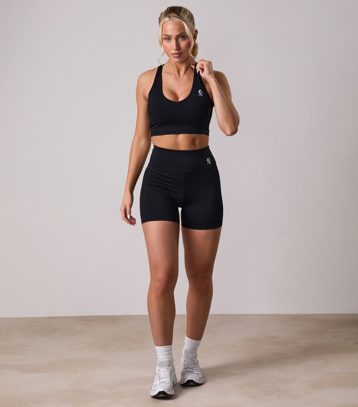 Gym King Women's 365 Black Logo Print Racerback Cropped Top Gym King New Look - 2