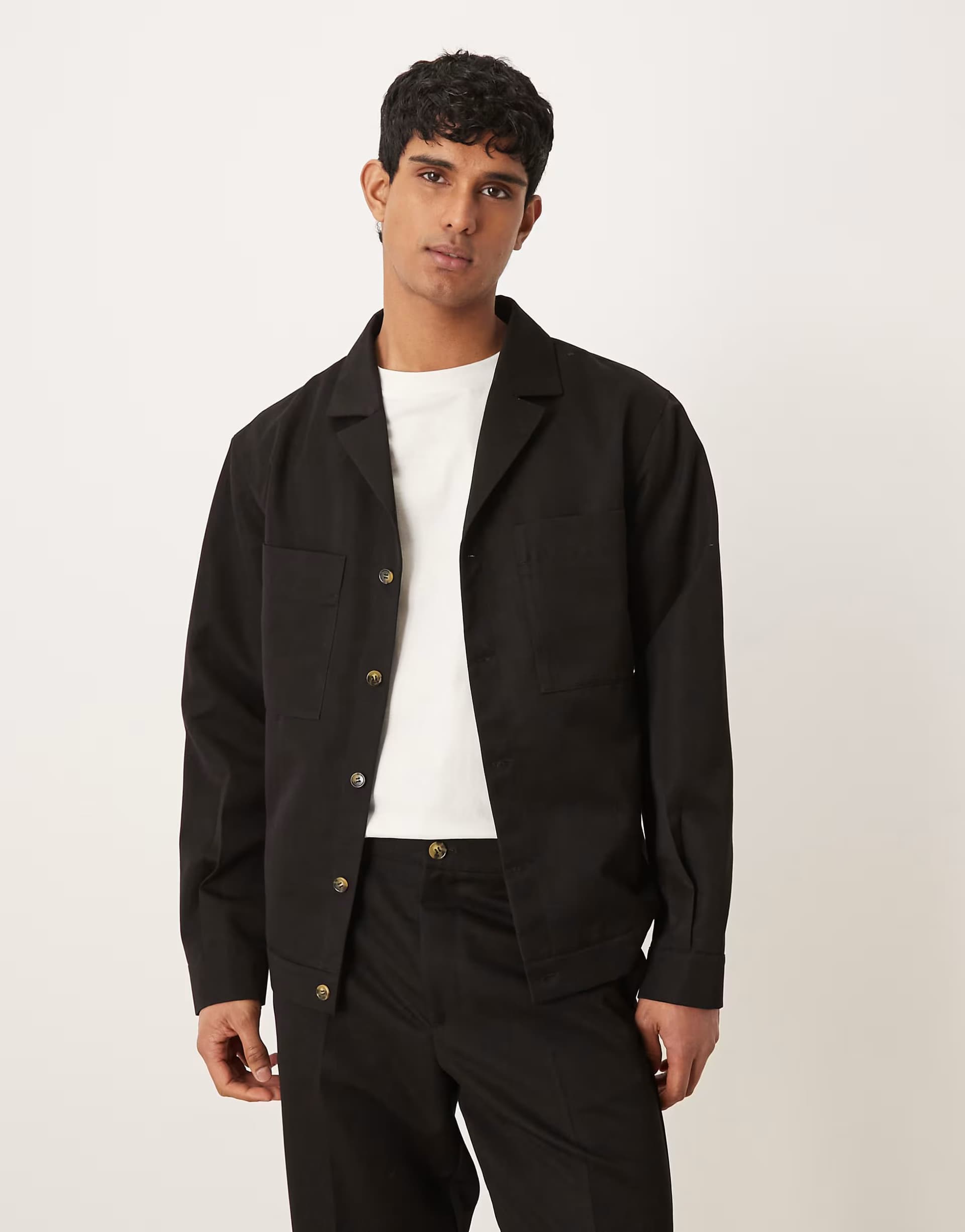 ASOS ASOS DESIGN smart co-ord revere shacket in black
