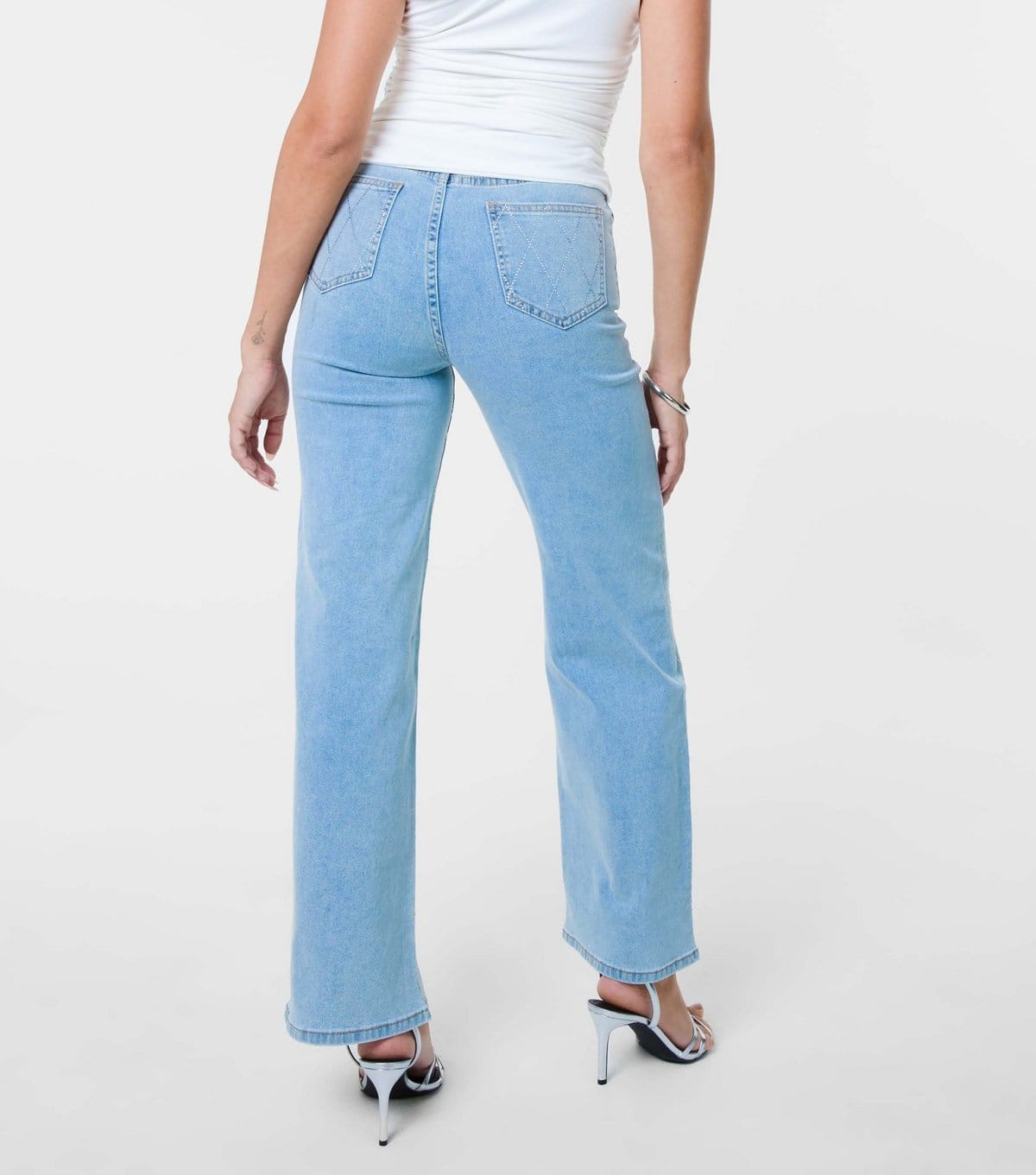 Pink Vanilla Women's Blue Diamante Embellished Jeans Pink Vanilla New Look - 4
