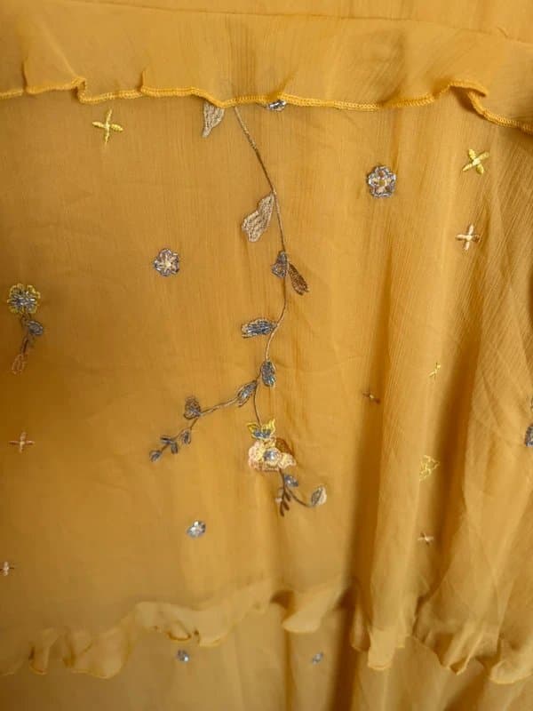 ASOS Mustard dress size 20 beaded embellished long sleeve tall summer wedding holiday prom cost £120