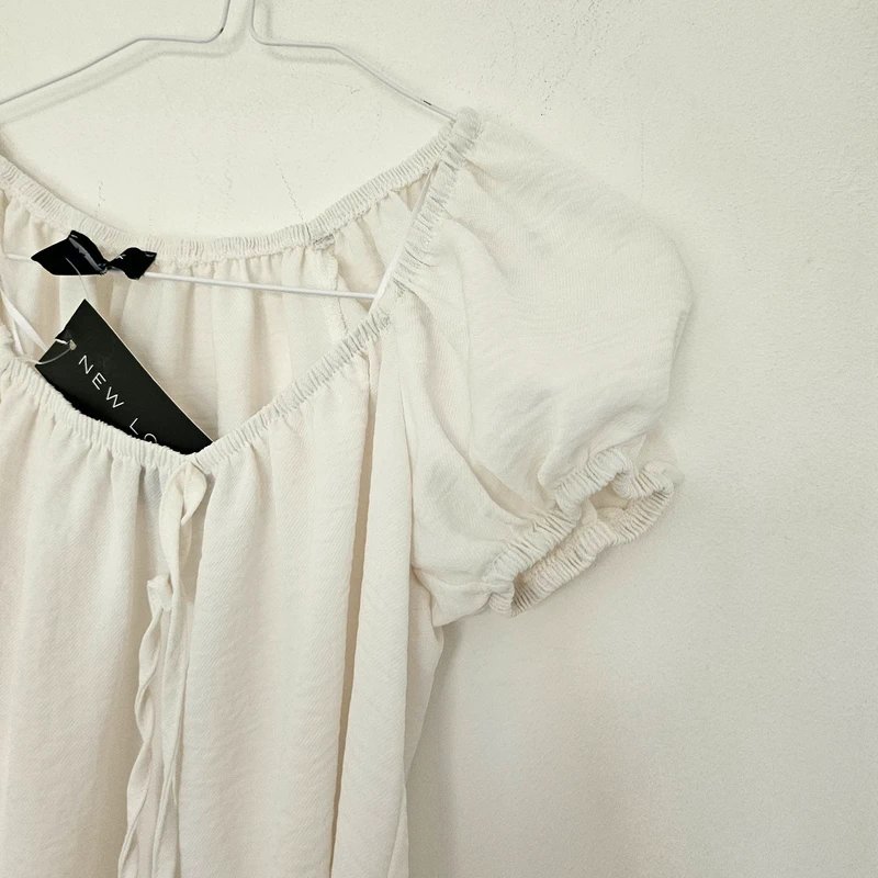 New Look New look 8 puff shoulder top cream ivory gypsum summer new bnwt - 1