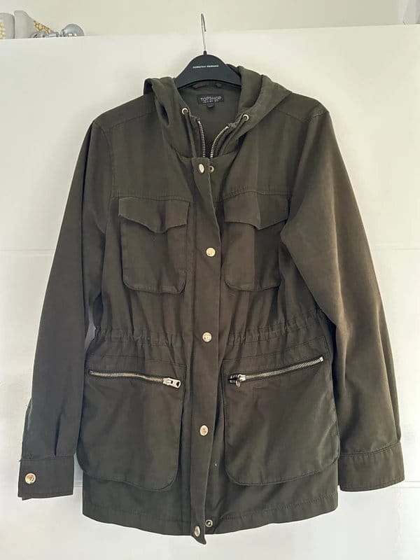 Topshop Khaki Utility Jacket With Hood