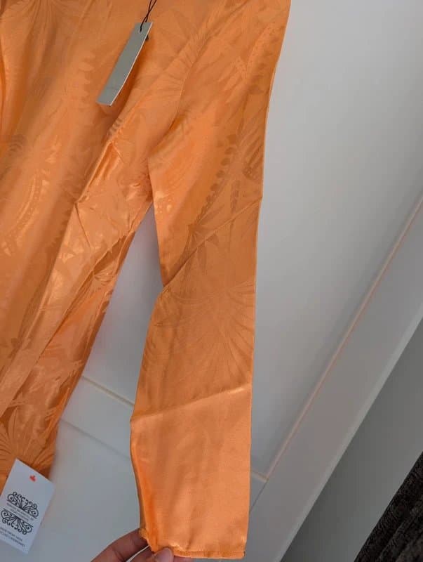 Never Fully Dressed Orange satin mini dress
