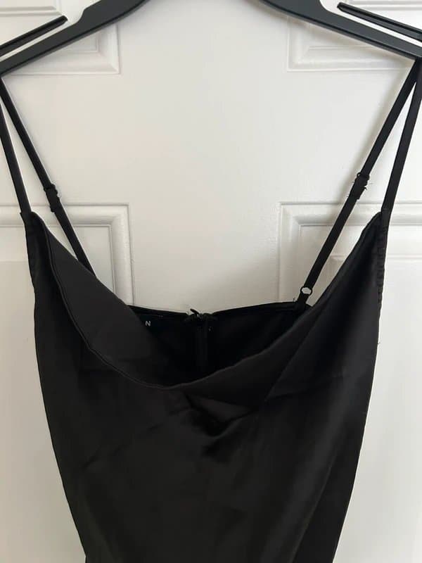 ASOS ASOS x Parisian Black Satin Cowl Neck Slip Dress - Size 10 - BNWT