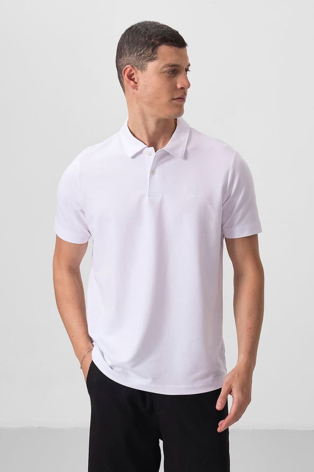 Tommy Life Tommy Life Men's Cotton Elastane Polo T-Shirt in White - 3