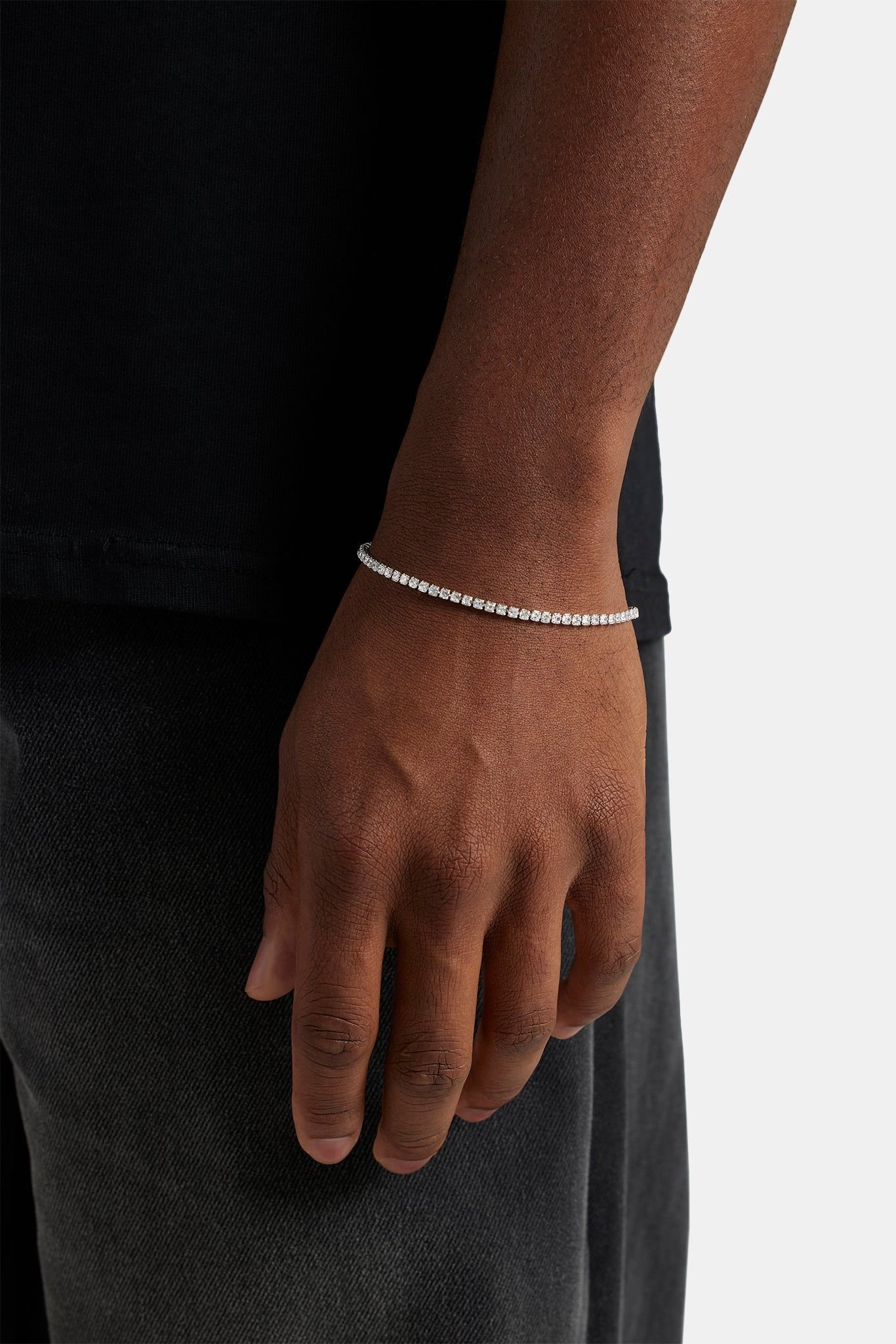 Cernucci Cernucci Men's 2.5mm Micro Tennis Bracelet in Metallic Silver - 4