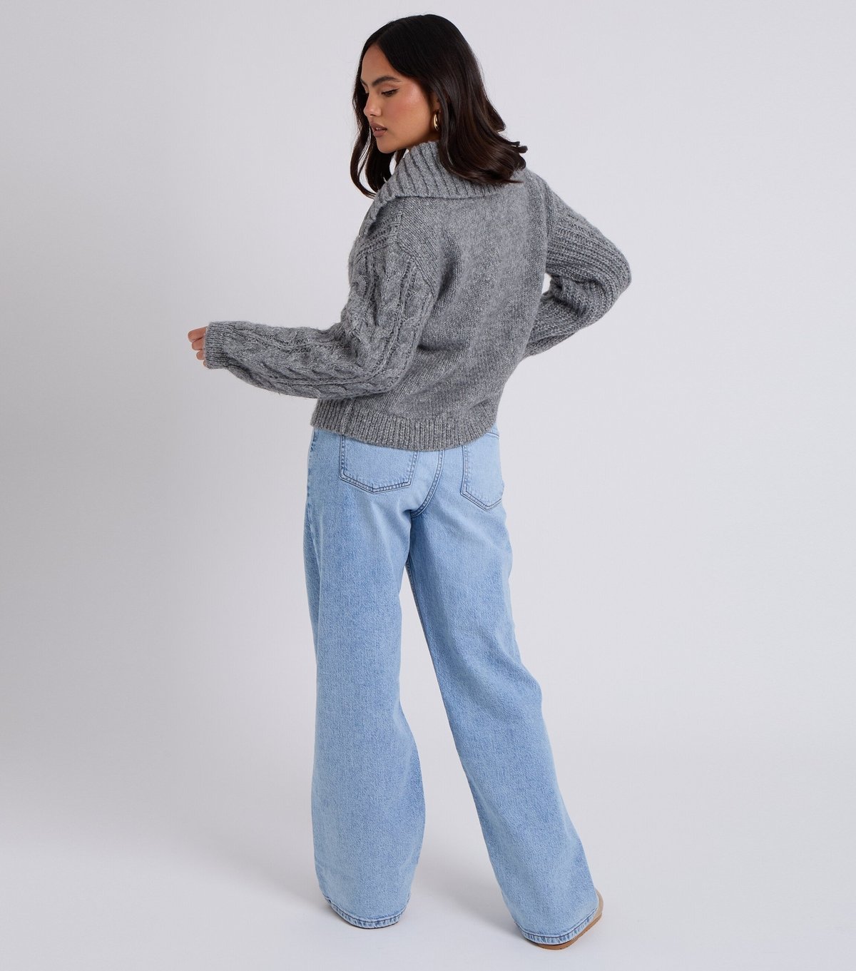 Urban Bliss Women's Grey Cable Knit Zipped Cardigan Urban Bliss New Look - 4