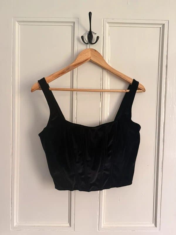 ASOS Black velvet structured corset crop top