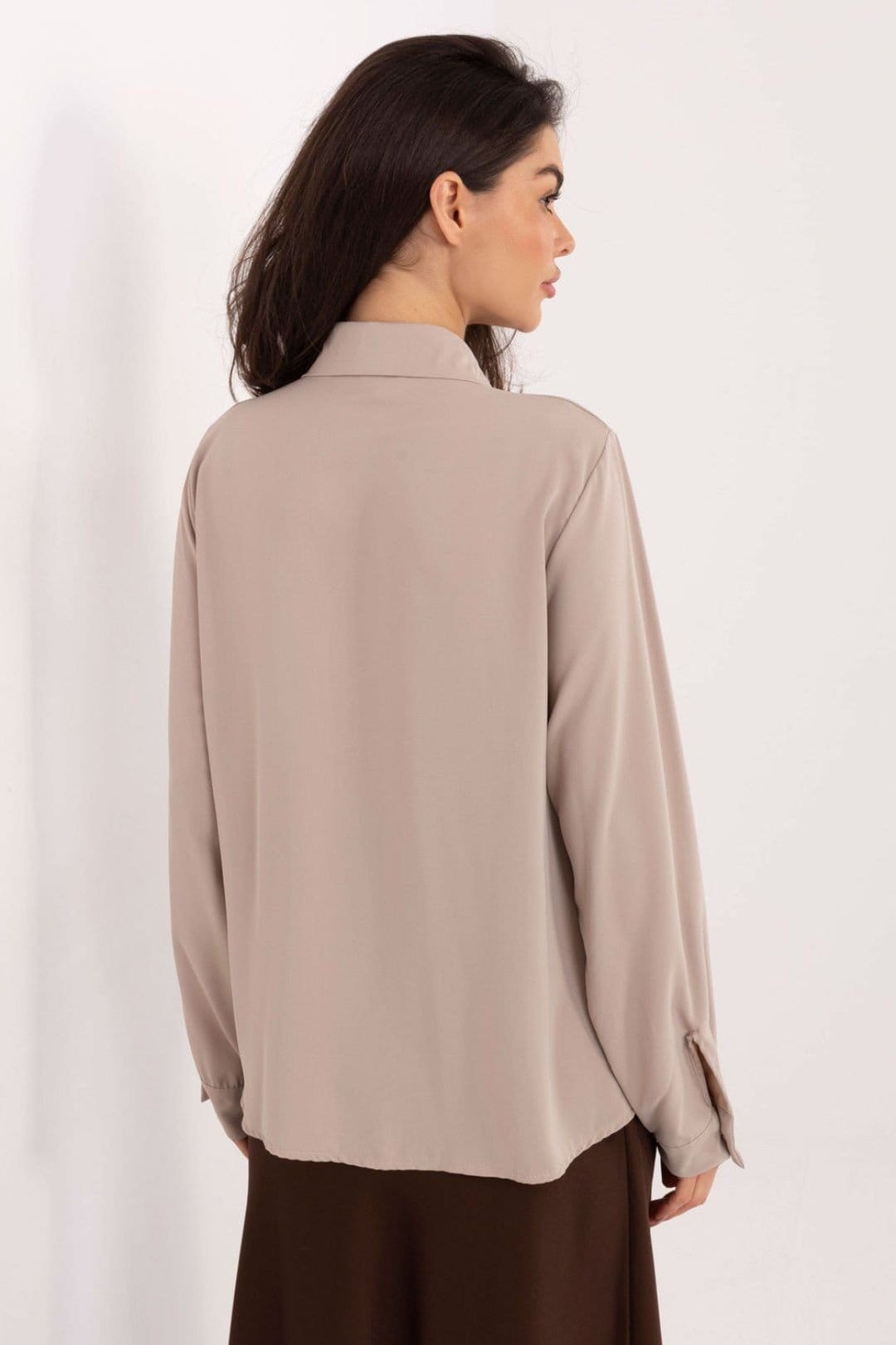 Love Lace Love Lace Women's Classic Long Sleeve Polyester Shirt with Tie Front in Beige - 4