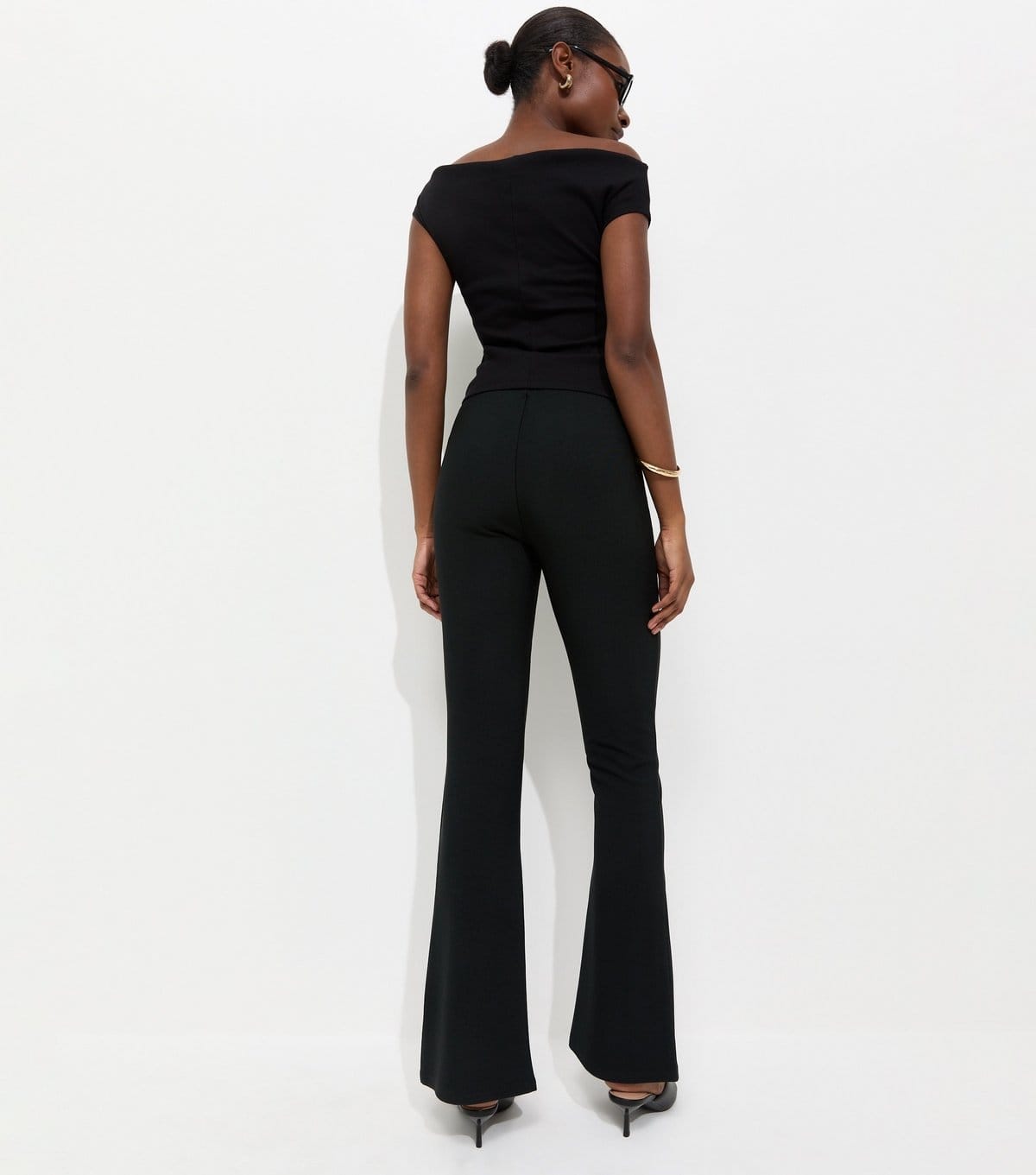 New Look Women's Black Ribbed Flared Trousers New Look - 4