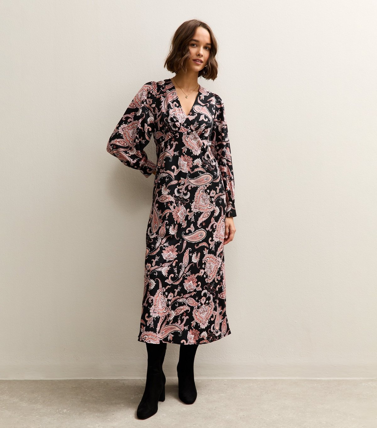 New Look Women's Black Paisley Long Sleeve Midi Dress New Look - 2