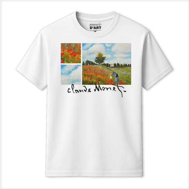 Musee DArt Musee D'Art Men's Monet - Poppy Fields 1873 T-Shirt in White - 2