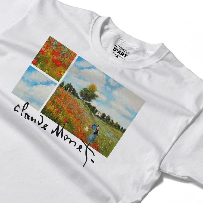 Musee DArt Musee D'Art Men's Monet - Poppy Fields 1873 T-Shirt in White - 4