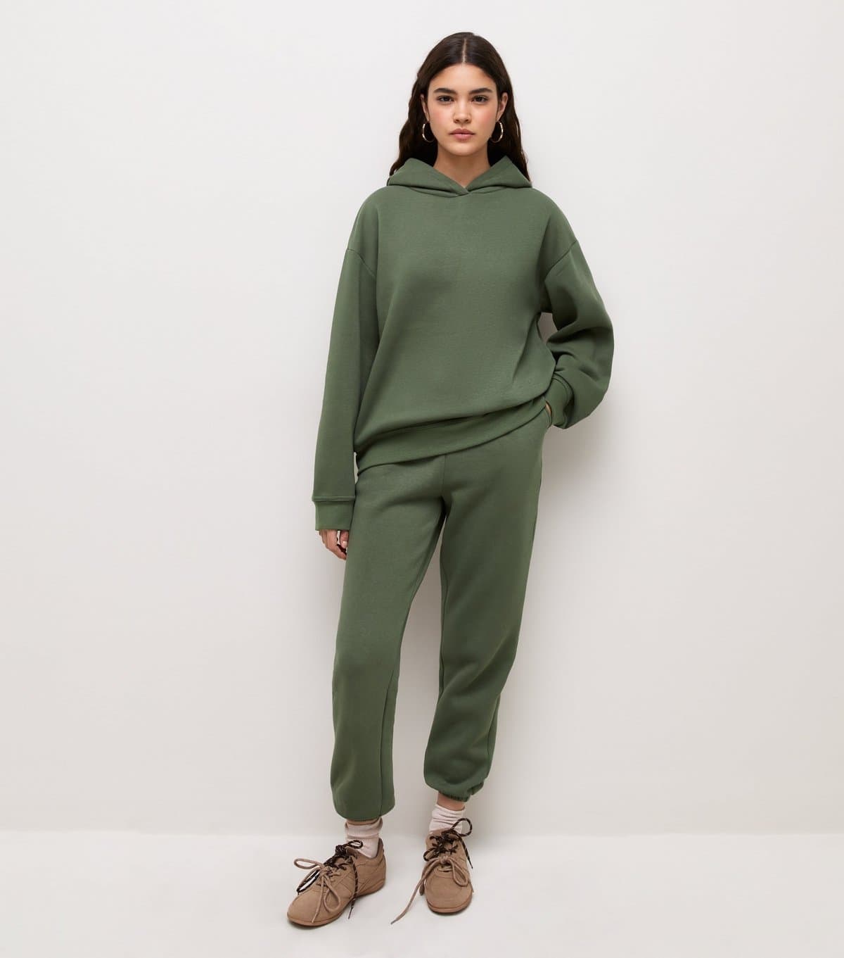 New Look Women's Dark Khaki Cotton Rich Cuffed Joggers New Look