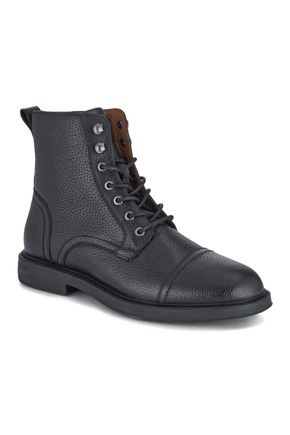 Jones Bootmaker Jones Bootmaker Men's Davide Leather Wide-Fit Military Boots in Black - 1
