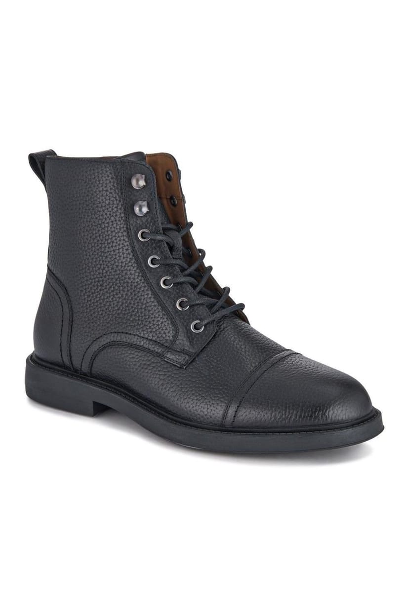 Jones Bootmaker Jones Bootmaker Men's Davide Leather Wide-Fit Military Boots in Black - 1